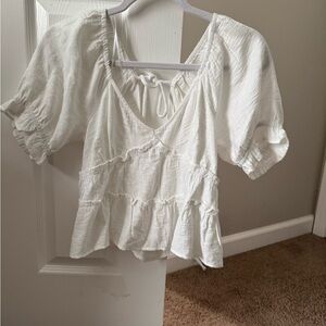 White Ruffled Women's Top